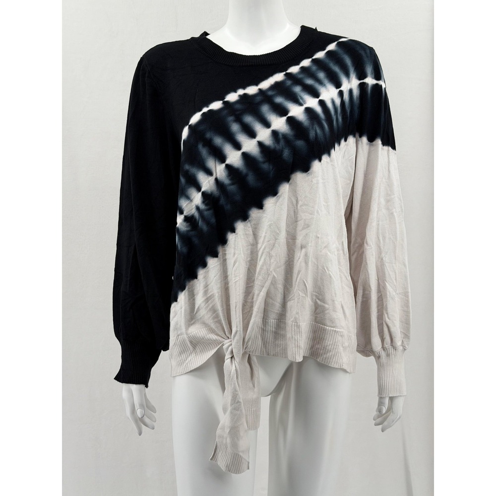 Simply Vera Wang Sweater Womens 2XL Black Cream Tie Dye Pullover Knit Cozy‎ Fall
